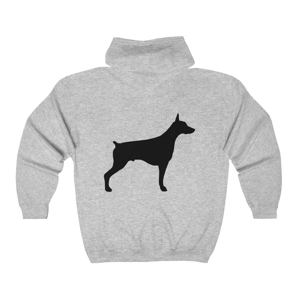 Doberman Pinscher Silhouette Zip-Hoodie – TWO DOG TOUGH CANINE LEADS