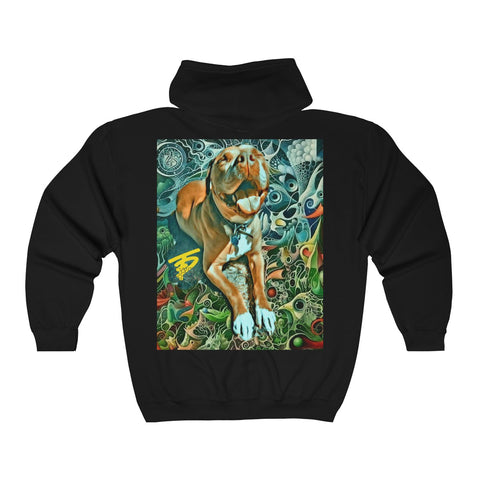 Two Dog Tough™ Smiling Pitbull Full Zip Hooded Sweatshirt