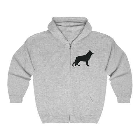 German Shepherd Silhouette Zip Hoodie