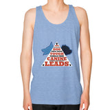 Unisex Fine Jersey Tank (on man) Tri-Blend Blue TWO DOG TOUGH LLC