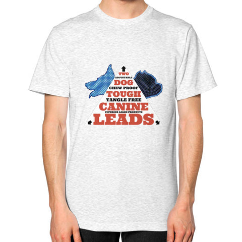 Unisex T-Shirt (on man) Ash grey TWO DOG TOUGH LLC