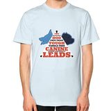 Unisex T-Shirt (on man) Light blue TWO DOG TOUGH LLC