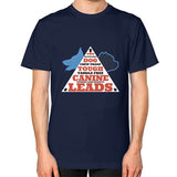 Unisex T-Shirt (on man) Navy TWO DOG TOUGH LLC