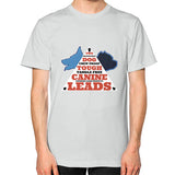 Unisex T-Shirt (on man) Silver TWO DOG TOUGH LLC