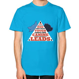 Unisex T-Shirt (on man) Teal TWO DOG TOUGH LLC