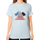 Unisex T-Shirt (on woman) Light blue TWO DOG TOUGH LLC
