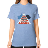 Unisex T-Shirt (on woman) Tri-Blend Blue TWO DOG TOUGH LLC