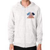 Zip Hoodie (on man) Tri-Blend Oatmeal TWO DOG TOUGH LLC