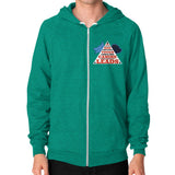 Zip Hoodie (on man) Tri-Blend Vintage Green TWO DOG TOUGH LLC