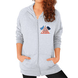 Zip Hoodie (on woman) Heather grey TWO DOG TOUGH LLC