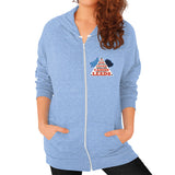 Zip Hoodie (on woman) Tri-Blend Blue TWO DOG TOUGH LLC