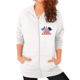 Zip Hoodie (on woman) Tri-Blend Oatmeal TWO DOG TOUGH LLC