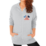 Zip Hoodie (on woman) Tri-Blend Silver TWO DOG TOUGH LLC